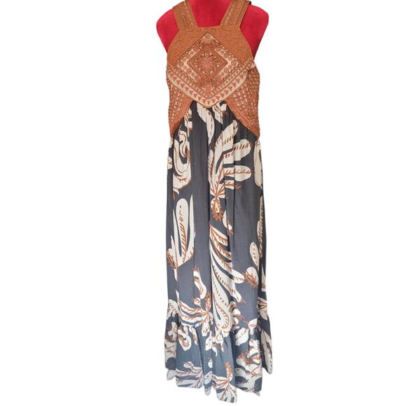 Anthropologie Bohemian Maxi Dress with Crochet Detailing - US 12 - Picture 3 of 5